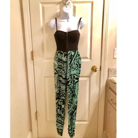 Material Girl Pants - Turquoise Aztec Bustier Jumpsuit- worn once